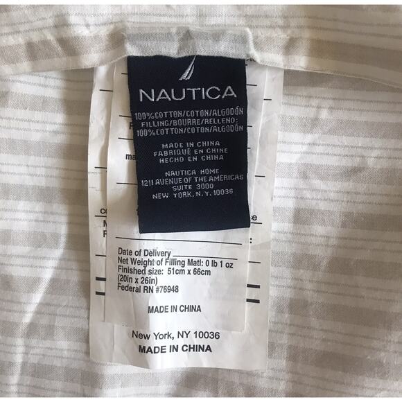 2 NAUTICA Standard Pillow Shams Madras Patchwork Plaid Neutral Beige Quilted - Picture 5 of 7